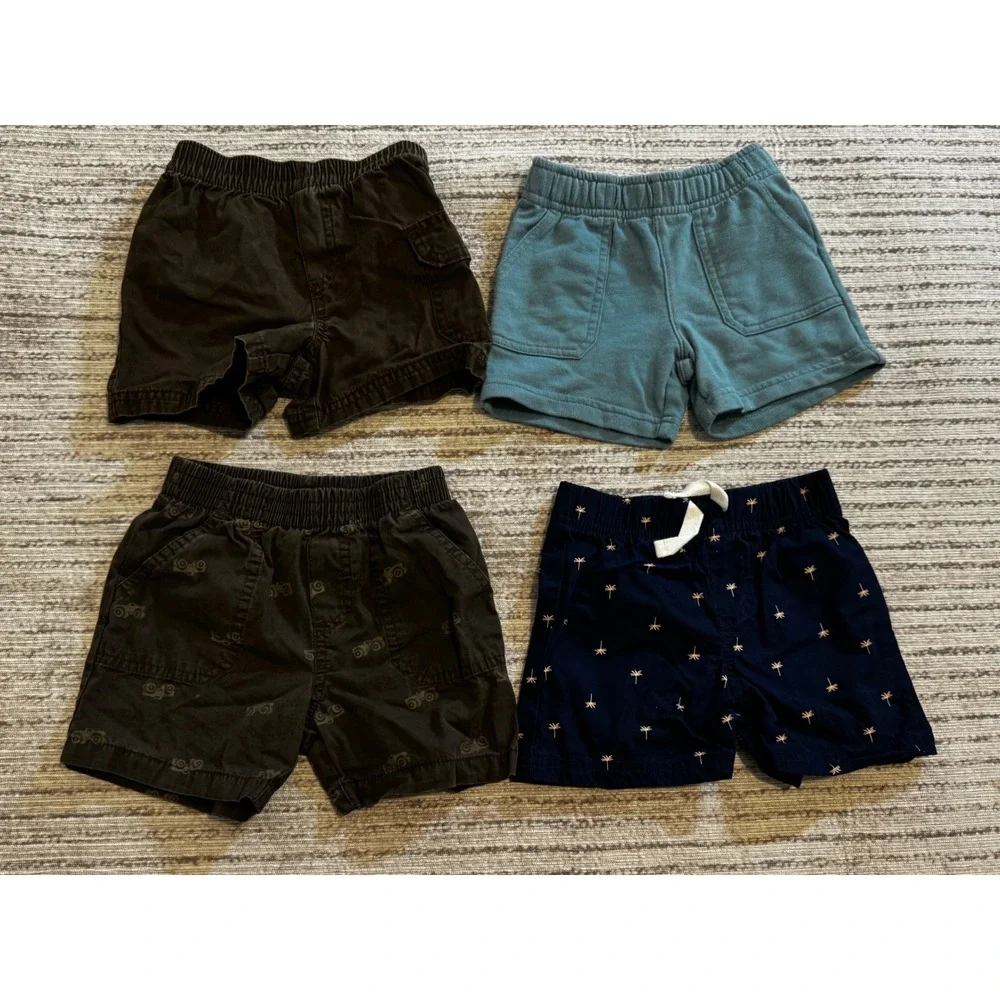 Bundle 4 Carters OshKosh Disney Wonder Kids Boys Shorts Size 12M Navy Teal Brown